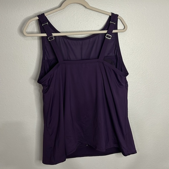 Lands End Women's Smoothing Control High Neck Tankini Swimsuit Top Purple 20W - Picture 3 of 10
